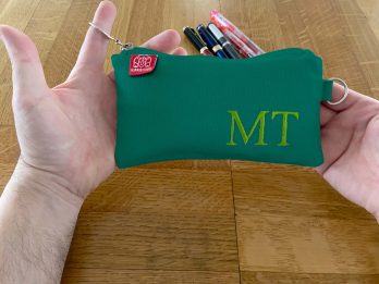 Personalized Pencil Case Embroidered Name Initials Monogram Travel Bag Zipper Pouch Fountain Pen Storage Back to School Supplies Sea Green