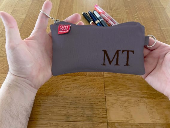 Personalized Embroidered Pencil Case Custom Name Initial Canvas Pouch Cotton Zipper Bag Back to School Gift Handmade Stationery Organizer Dark Gray