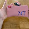 Pencil Case Cotton Canvas Personalized Pen Holder Embroidered Name Initials Custom Order Bag Pencil Pouch Zipper Teacher Gift Monogrammed Candy Pink