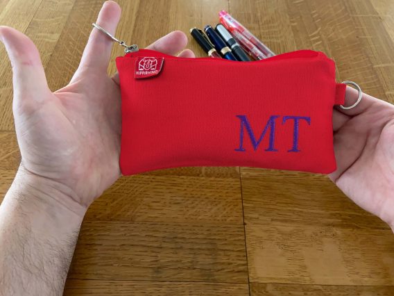 Custom Pencil Case with Name Red Pen Pouch Personalized Embroidered Pencil Bag with Zipper Office Pen Pouch School Supplies Pen Lovers Book