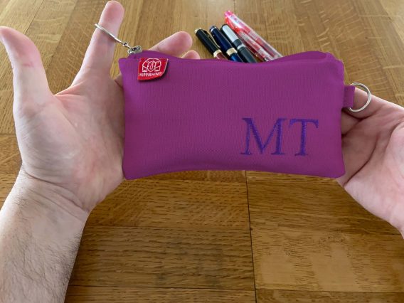 Purple Personalized Pencil Case Custom Initials Embroidered Elegant Pen Pouch Canvas Unique Stationery Gift for Writers Personalized Case