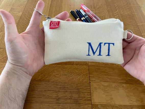 Personalized Pencil Case Embroidered Custom Pencil Pouch Natural Canvas Cotton Fountain Pen Storage Fully Lined Name on Case Pen Lover Cute Raw Coton
