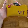 Yellow Canvas Pen Pouch with Embroidered Name Initials Zippered Stationery & Cosmetic Bag Personalized Pen Case Fountain Case Storage Bag custom embroidered name pencil holder cotton canvas personalized student gift handcrafted estuche bordado personalizado algodon regalo estudiante hecho mano Federtasche bestickt personalisiert Baumwolle Geschenk Schüler trousse broderie personnalisee coton cadeau etudiant fait main astuccio ricamato personalizzato cotone regalo studente artigianale dingzhi cixiu mingzi wenjihe mianbu lipin カスタム刺繍ペンケース名前入り綿キャンバス手作りギフト学生オーダーメイド