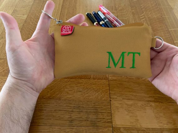 Personalized Canvas Pencil Case Embroidered Name or Initials Custom Cotton Zipper Pouch Stationery Organizer Unique Gift Embroidery Eco Camel