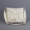 Handmade Canvas Crossbody Bag for Women Boho Pleated Cotton Shoulder Purse Natural Fabric Everyday Tote Casual Sling Bag Gift Idea Unique Cream White