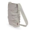 Handmade Cotton Canvas Pleated Crossbody Bag with Adjustable Strap Eco Friendly Minimalist shoulder for Everyday Casual Use Handbag Purse Cream Raw Cotton