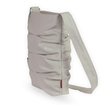 Handmade Cotton Canvas Pleated Crossbody Bag with Adjustable Strap Eco Friendly Minimalist shoulder for Everyday Casual Use Handbag Purse Cream Raw Cotton