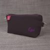 Canvas Pencil Pen Case Stationery Case Pouch Bag Personalized Embroidered Custom Name Initials on Pouch Cute Cosmetic Office Organizer Dark Brown