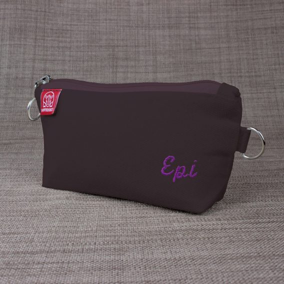 Canvas Pencil Pen Case Stationery Case Pouch Bag Personalized Embroidered Custom Name Initials on Pouch Cute Cosmetic Office Organizer Dark Brown