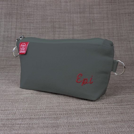 Personalized Pencil Case with Zipper Pouch Custom Embroidered Name Initials Handmade School Supply Organizer Eco Friendly Cotton Cute Gift Gray