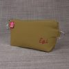 Personalized Canvas Pencil Pouch with Zipper Custom Embroidered Name or Initials Case Handmade Gift Cotton Canvas Monogrammed Makeup Bag Camel