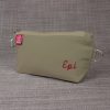 Personalized Canvas Pencil Pouch with Zipper Custom Embroidered Name or Initials Case Handmade Gift Cotton Canvas Monogrammed Makeup Bag Beige