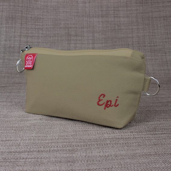 Personalized Canvas Pencil Pouch with Zipper Custom Embroidered Name or Initials Case Handmade Gift Cotton Canvas Monogrammed Makeup Bag Beige