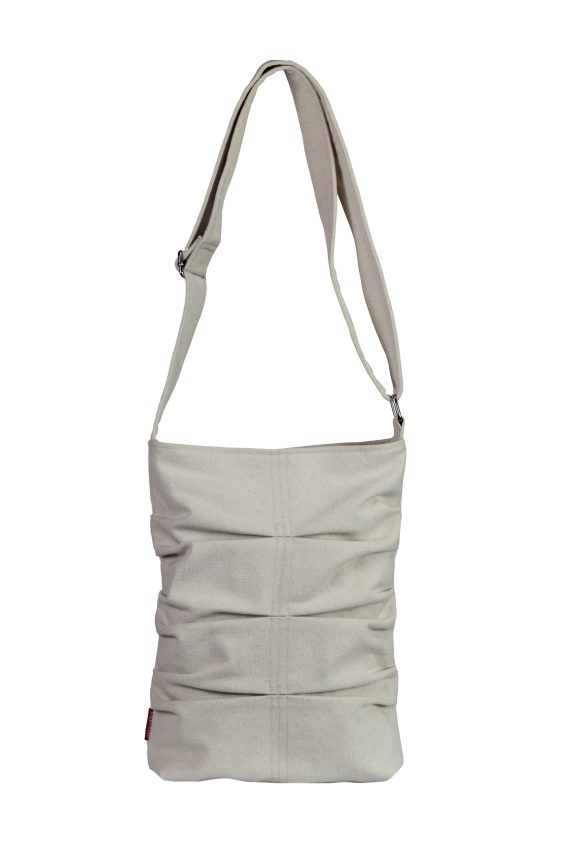 Handmade Cotton Canvas Pleated Crossbody Bag with Adjustable Strap Eco Friendly Minimalist shoulder for Everyday Casual Use Handbag Purse Cream Raw Cotton