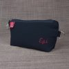 Custom Black Canvas Pencil Case Zip Pouch with Embroidered Name Personalized Gift for Travel Medicine Makeup Essentials Storage Cotton Bag