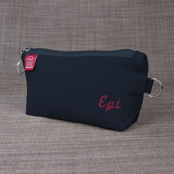 Custom Black Canvas Pencil Case Zip Pouch with Embroidered Name Personalized Gift for Travel Medicine Makeup Essentials Storage Cotton Bag