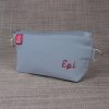 Personalized Canvas Zipper Pencil Case with Name Embroidered Custom Pouch Gift for Her Handmade Makeup Bag Unique Organize Eco-Friendly Light Gray