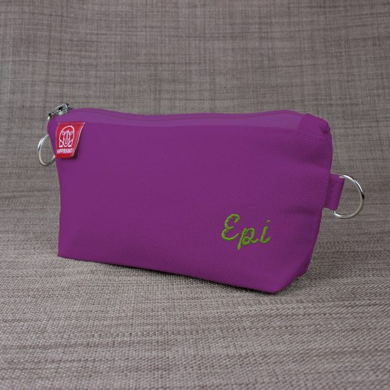 Personalized Canvas Zipper Pencil Case with Name Embroidered Custom Pouch Gift for Her Handmade Makeup Bag Unique Organize Eco-Friendly Purple