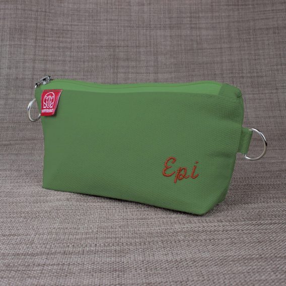 Personalized Cotton Canvas Pouch Custom Embroidered Name Pencil Case Zipper Pouch with Initial Embroidery Makeup Bag Handmade Eco-Friendly Light Military Green