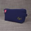 Personalized Cotton Canvas Pouch Custom Embroidered Name Pencil Case Zipper Pouch with Initial Embroidery Makeup Bag Handmade Eco-Friendly Navy Blue