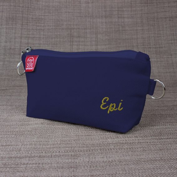 Personalized Cotton Canvas Pouch Custom Embroidered Name Pencil Case Zipper Pouch with Initial Embroidery Makeup Bag Handmade Eco-Friendly Navy Blue