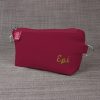 Personalized Canvas Makeup Pouch Customized Cosmetic Bag Monogrammed Pencil Case with Initials Embroidered Travel Organizer Bridesmaid Gift Maroon