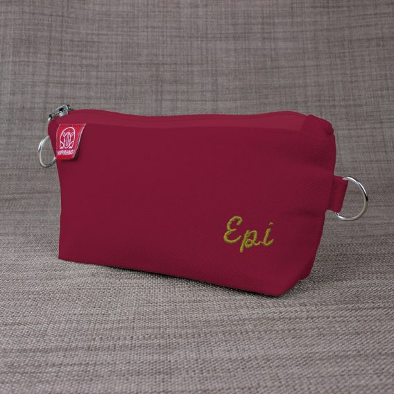 Personalized Canvas Makeup Pouch Customized Cosmetic Bag Monogrammed Pencil Case with Initials Embroidered Travel Organizer Bridesmaid Gift Maroon