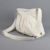 Handmade Canvas Crossbody Bag for Women Boho Pleated Cotton Shoulder Purse Natural Fabric Everyday Tote Casual Sling Bag Gift Idea Unique Cream White