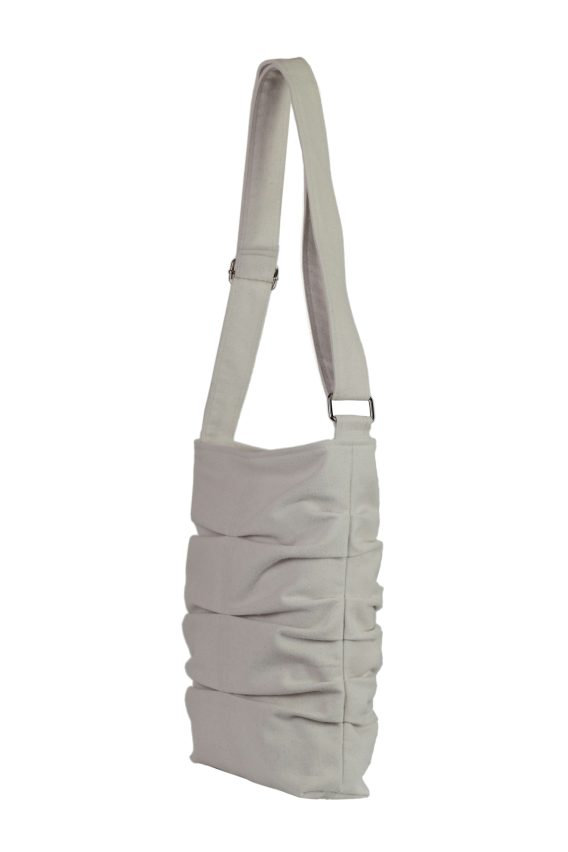 Handmade Cotton Canvas Pleated Crossbody Bag with Adjustable Strap Eco Friendly Minimalist shoulder for Everyday Casual Use Handbag Purse Cream Raw Cotton