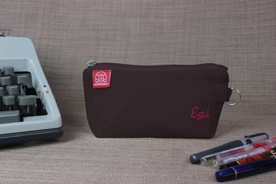 Canvas Pencil Pen Case Stationery Case Pouch Bag Personalized Embroidered Custom Name Initials on Pouch Cute Cosmetic Office Organizer Dark Brown