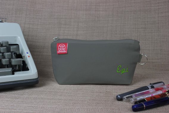 Personalized Pencil Case with Zipper Pouch Custom Embroidered Name Initials Handmade School Supply Organizer Eco Friendly Cotton Cute Gift Gray