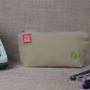 Personalized Canvas Pencil Pouch with Zipper Custom Embroidered Name or Initials Case Handmade Gift Cotton Canvas Monogrammed Makeup Bag Beige