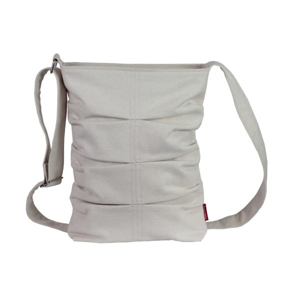 Handmade Cotton Canvas Pleated Crossbody Bag with Adjustable Strap Eco Friendly Minimalist shoulder for Everyday Casual Use Handbag Purse Cream Raw Cotton