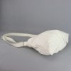 Handmade Canvas Crossbody Bag for Women Boho Pleated Cotton Shoulder Purse Natural Fabric Everyday Tote Casual Sling Bag Gift Idea Unique Cream White