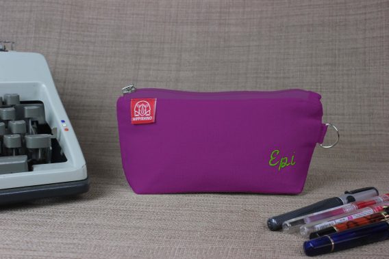 Personalized Canvas Zipper Pencil Case with Name Embroidered Custom Pouch Gift for Her Handmade Makeup Bag Unique Organize Eco-Friendly Purple