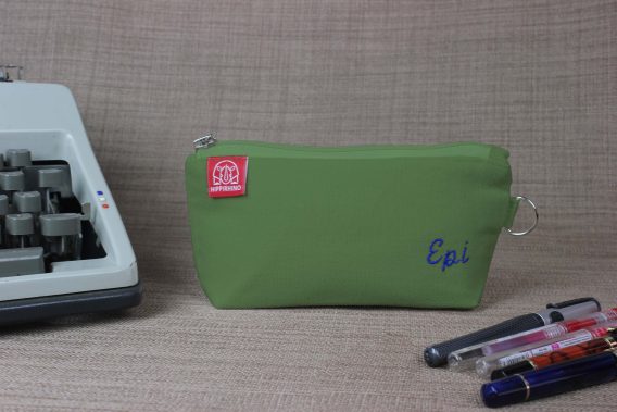 Personalized Cotton Canvas Pouch Custom Embroidered Name Pencil Case Zipper Pouch with Initial Embroidery Makeup Bag Handmade Eco-Friendly Light Military Green