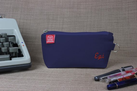 Personalized Cotton Canvas Pouch Custom Embroidered Name Pencil Case Zipper Pouch with Initial Embroidery Makeup Bag Handmade Eco-Friendly Navy Blue