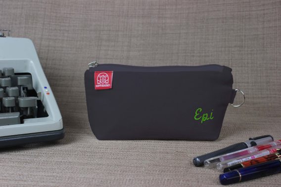 Personalized Canvas Makeup Pouch Customized Cosmetic Bag Monogrammed Pencil Case with Initials Embroidered Travel Organizer Bridesmaid Gift Dark Gray