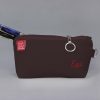 Canvas Pencil Pen Case Stationery Case Pouch Bag Personalized Embroidered Custom Name Initials on Pouch Cute Cosmetic Office Organizer Dark Brown