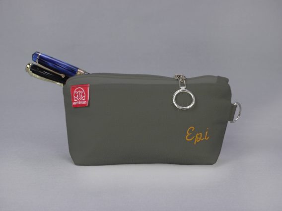 Personalized Pencil Case with Zipper Pouch Custom Embroidered Name Initials Handmade School Supply Organizer Eco Friendly Cotton Cute Gift Gray