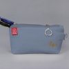 Personalized Canvas Zipper Pencil Case with Name Embroidered Custom Pouch Gift for Her Handmade Makeup Bag Unique Organize Eco-Friendly Light Gray