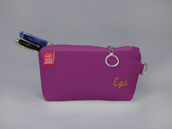 Personalized Canvas Zipper Pencil Case with Name Embroidered Custom Pouch Gift for Her Handmade Makeup Bag Unique Organize Eco-Friendly Purple