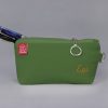 Personalized Cotton Canvas Pouch Custom Embroidered Name Pencil Case Zipper Pouch with Initial Embroidery Makeup Bag Handmade Eco-Friendly Light Military Green