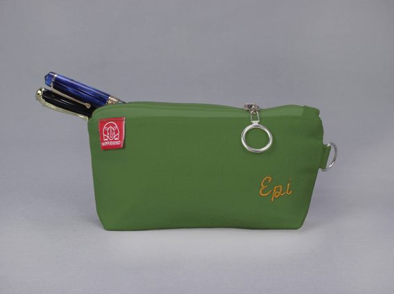 Personalized Cotton Canvas Pouch Custom Embroidered Name Pencil Case Zipper Pouch with Initial Embroidery Makeup Bag Handmade Eco-Friendly Light Military Green