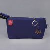 Personalized Cotton Canvas Pouch Custom Embroidered Name Pencil Case Zipper Pouch with Initial Embroidery Makeup Bag Handmade Eco-Friendly Navy Blue