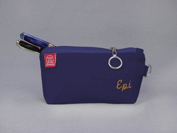 Personalized Cotton Canvas Pouch Custom Embroidered Name Pencil Case Zipper Pouch with Initial Embroidery Makeup Bag Handmade Eco-Friendly Navy Blue
