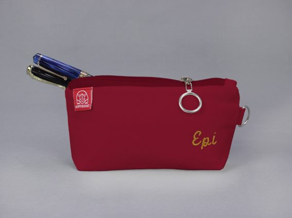 Personalized Canvas Makeup Pouch Customized Cosmetic Bag Monogrammed Pencil Case with Initials Embroidered Travel Organizer Bridesmaid Gift Maroon