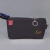Personalized Canvas Makeup Pouch Customized Cosmetic Bag Monogrammed Pencil Case with Initials Embroidered Travel Organizer Bridesmaid Gift Dark Gray