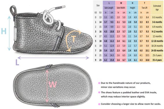 Size-Chart Leather baby shoe moccasin soft sole handmade infant footwear zapato bebé cuero mocasín suela blanda Leder Baby Schuh Mokassin weiche Sohle handgefertigt chaussure bébé cuir mocassin semelle souple fait main scarpa neonato pelle mocassino suola morbida artigianale leren babyschoen moccasin zachte zool handgemaakt 皮革婴儿鞋软底 レザーベビーシューズモカシンソフトソール चमड़ा बच्चे का जूता नरम تلة حذاء طفل جلد ناعم sapato bebê couro mocassim sola macia 가죽 베이비 슈즈 모카신 소프트